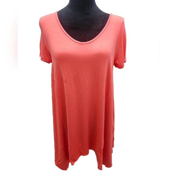 NWT Short Sleeve Swing V-Neck Tunic Top Dress Cherry Tomato Small - Picture 3 of 6